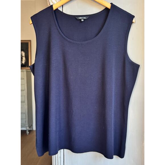 Misook Top Sz PXL Navy Knit Layering Tank Scoop Neck Classic Travel Shell Blouse - Picture 2 of 6